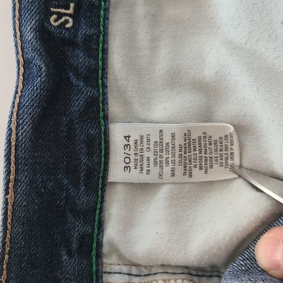 American Eagle Men's Slim Jeans Dark Blue Denim Fade 100% Cotton Size  30 X 34 - Picture 8 of 14